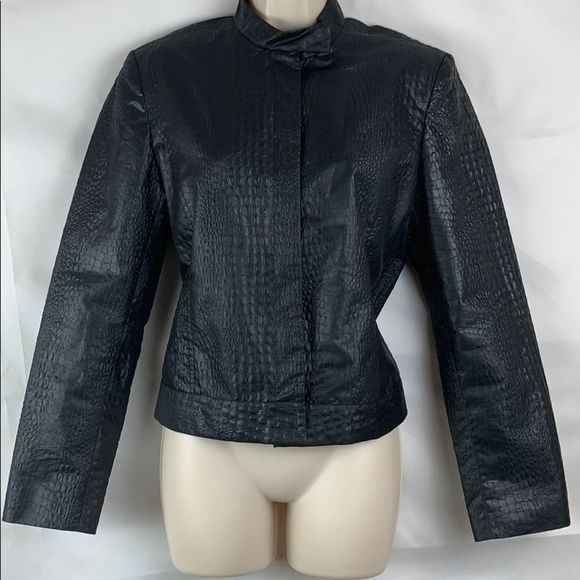 Banu Paris snakeskin textured black bomber jacket - Picture 1 of 8